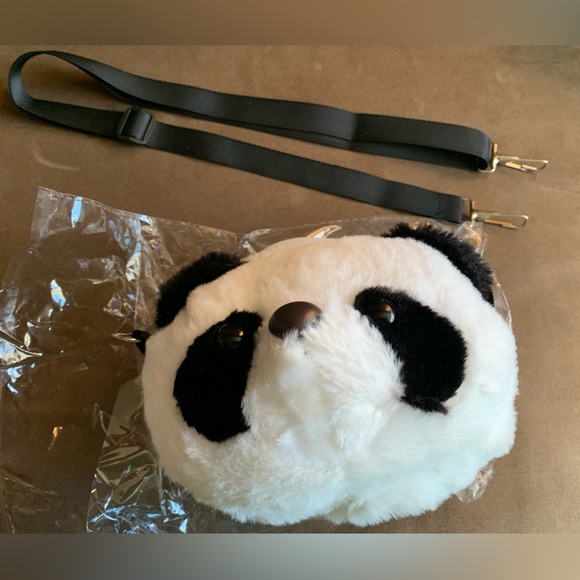 NWOT Cute Panda Face Plush Crossbody Bag Shoulder Bag Handbag Purse Animals - Picture 9 of 16